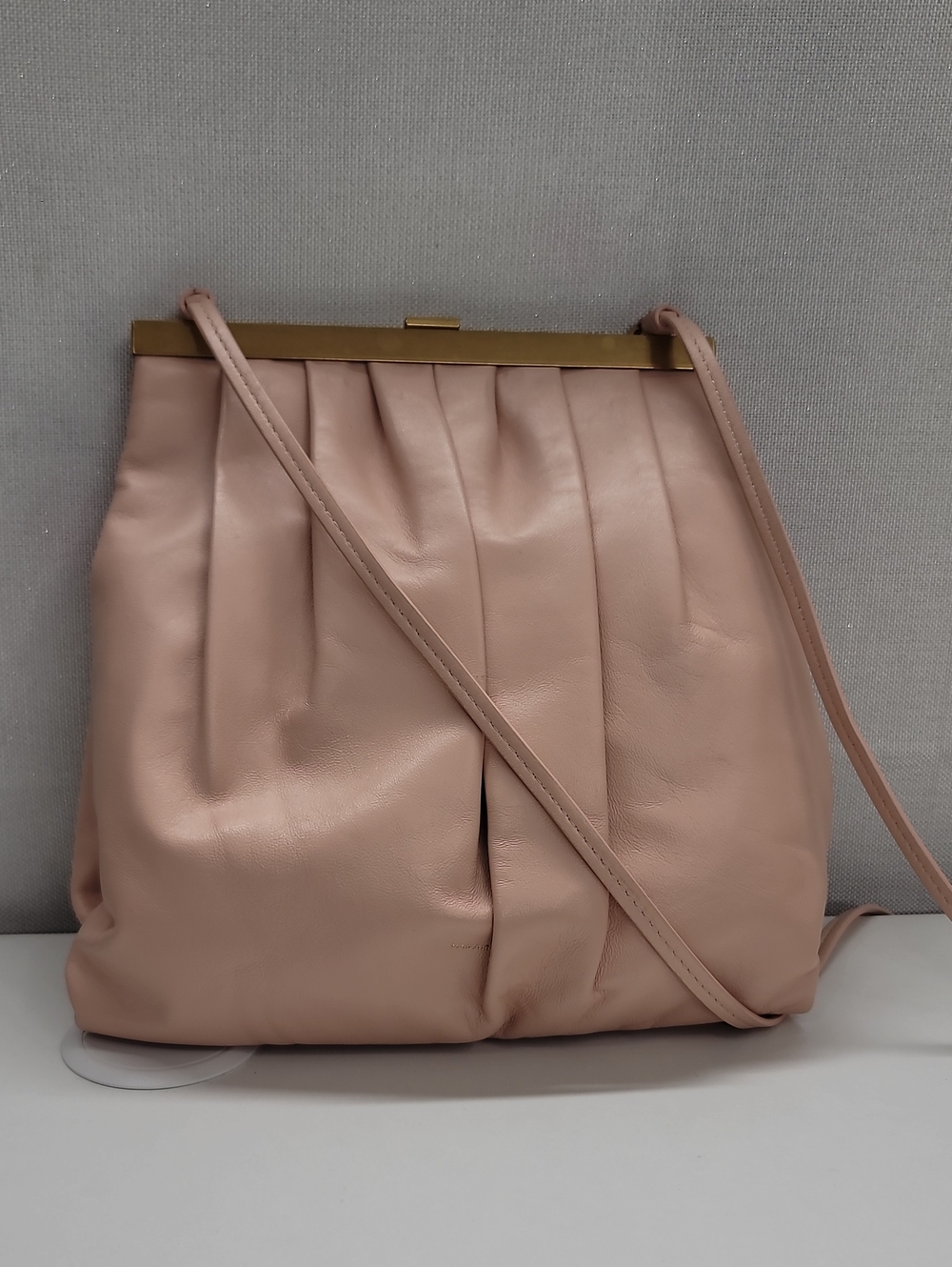 Mansur Gavriel Wave Frame Crossbody Bag in Blush Pink